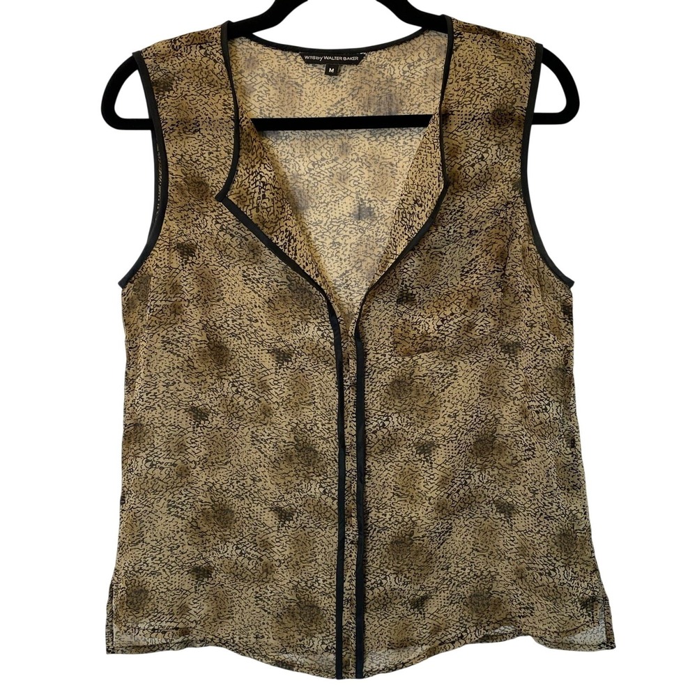 W118 by Walter Baker Women's Medium Sheer Leopard‎ Cheetah Print Tank Top Blouse